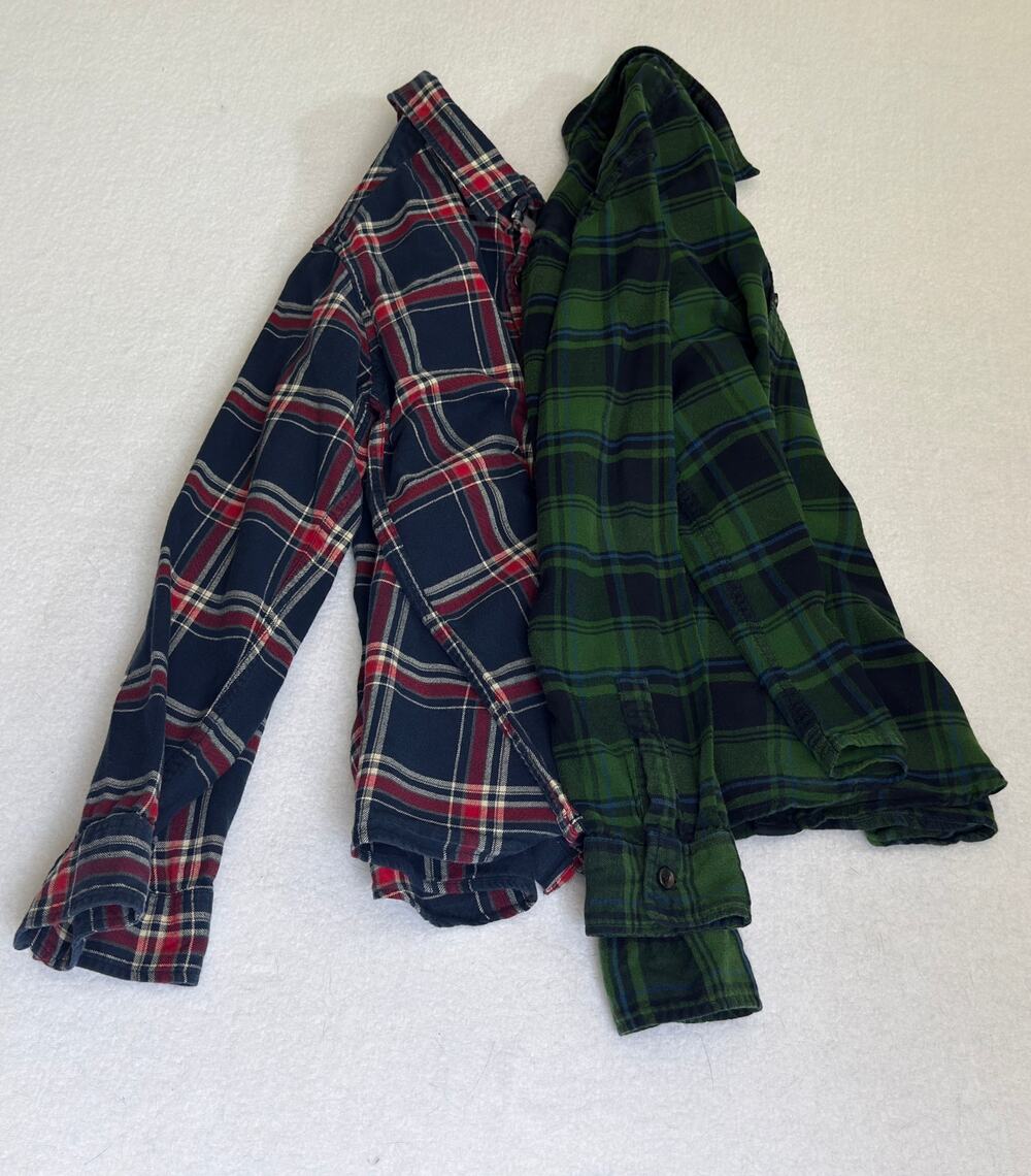 Uniqlo Kids 2 Pack Plaid Cotton Flannel Shirts 13